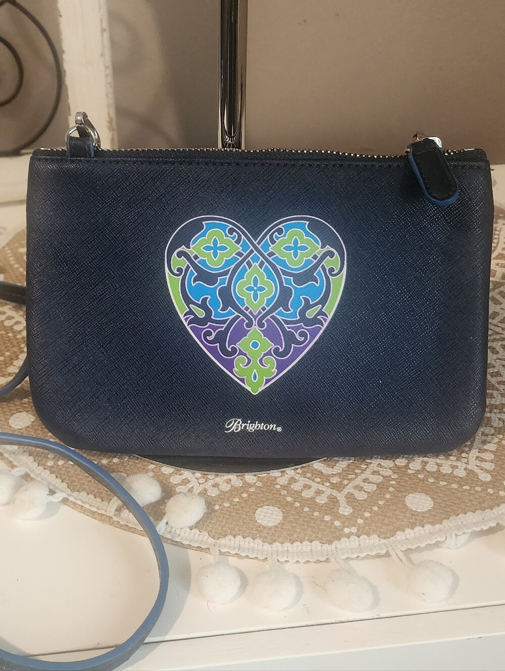 Brighton Navy Crossbody with Multicolor Heart Motif